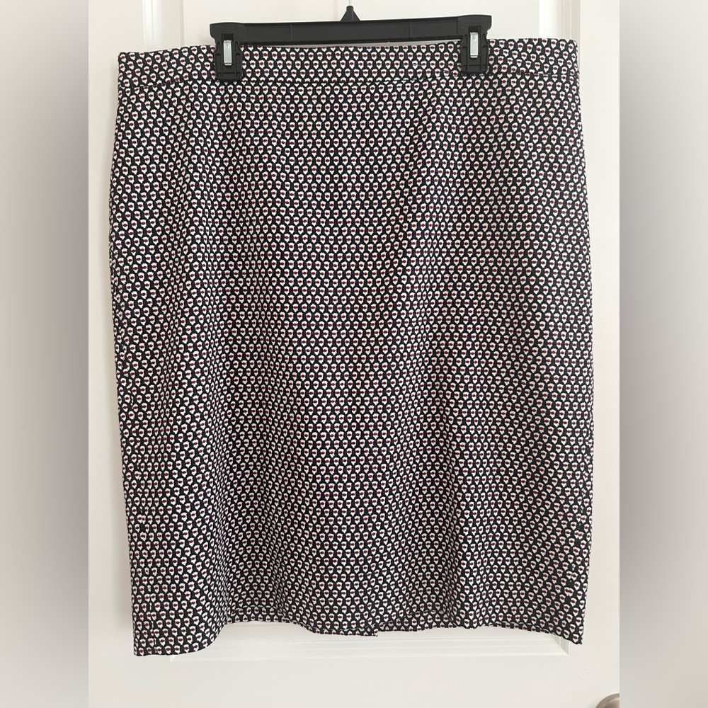 J. Crew Navy and White Patterned Skirt
